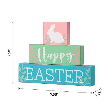Glitzhome 9.5"L Housewarming Wooden Easter Block Table Decor