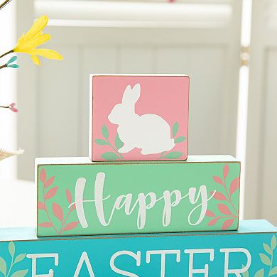 Glitzhome 9.5"L Housewarming Wooden Easter Block Table Decor