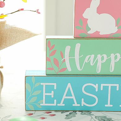 Glitzhome 9.5"L Housewarming Wooden Easter Block Table Decor