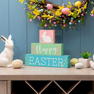 Glitzhome 9.5"L Housewarming Wooden Easter Block Table Decor