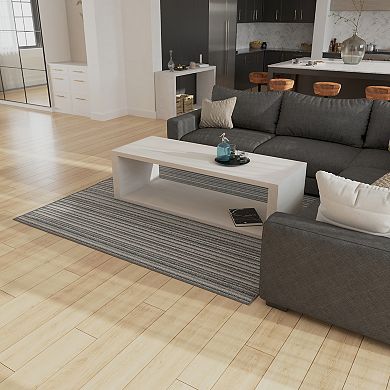 Keli Coffee Table, Minimalist Open Frame, Rustic Washed Mango Wood