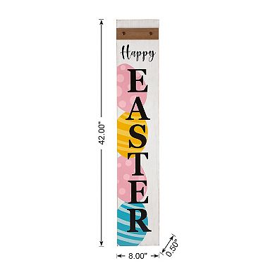 Glitzhome 42"H Seasonal Wooden "HAPPY EASTER" Vertical Porch Sign