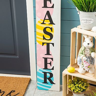Glitzhome 42"H Seasonal Wooden "HAPPY EASTER" Vertical Porch Sign