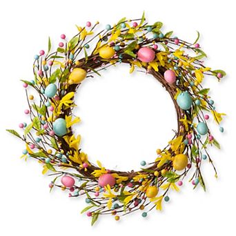 Glitzhome 22"D Charming Colorful Easter Egg Wreath