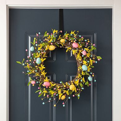 Glitzhome 22"D Charming Colorful Easter Egg Wreath