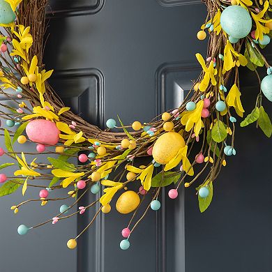 Glitzhome 22"D Charming Colorful Easter Egg Wreath
