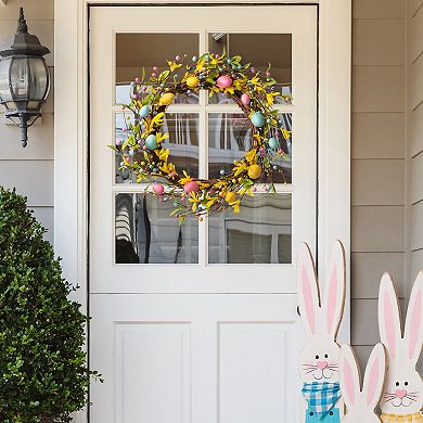 Glitzhome 22"D Charming Colorful Easter Egg Wreath