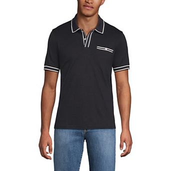 Men's Lands' End Short Sleeve Tipped Welt Pocket Polo