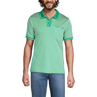 Men's Lands' End Short Sleeve Tipped Welt Pocket Polo