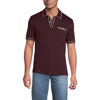 Men's Lands' End Short Sleeve Tipped Welt Pocket Polo