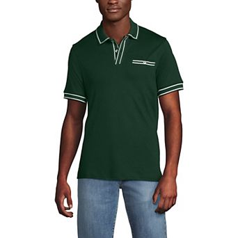 Men's Lands' End Short Sleeve Tipped Welt Pocket Polo