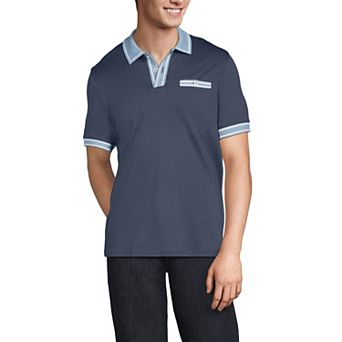 Men's Lands' End Short Sleeve Tipped Welt Pocket Polo