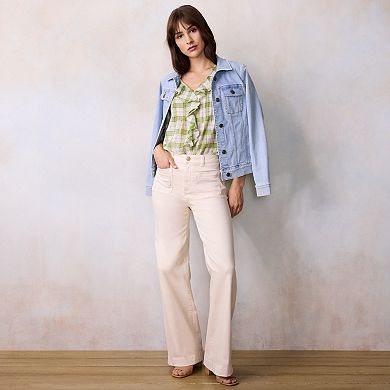 Women's LC Lauren Conrad V-Neck Long Sleeve Cascading Ruffle Front Top