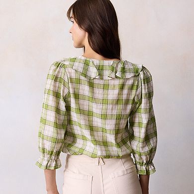 Women's LC Lauren Conrad V-Neck Long Sleeve Cascading Ruffle Front Top