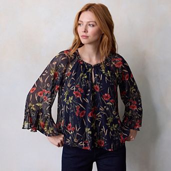 Petite LC Lauren Conrad Flutter Godet Sleeve Top