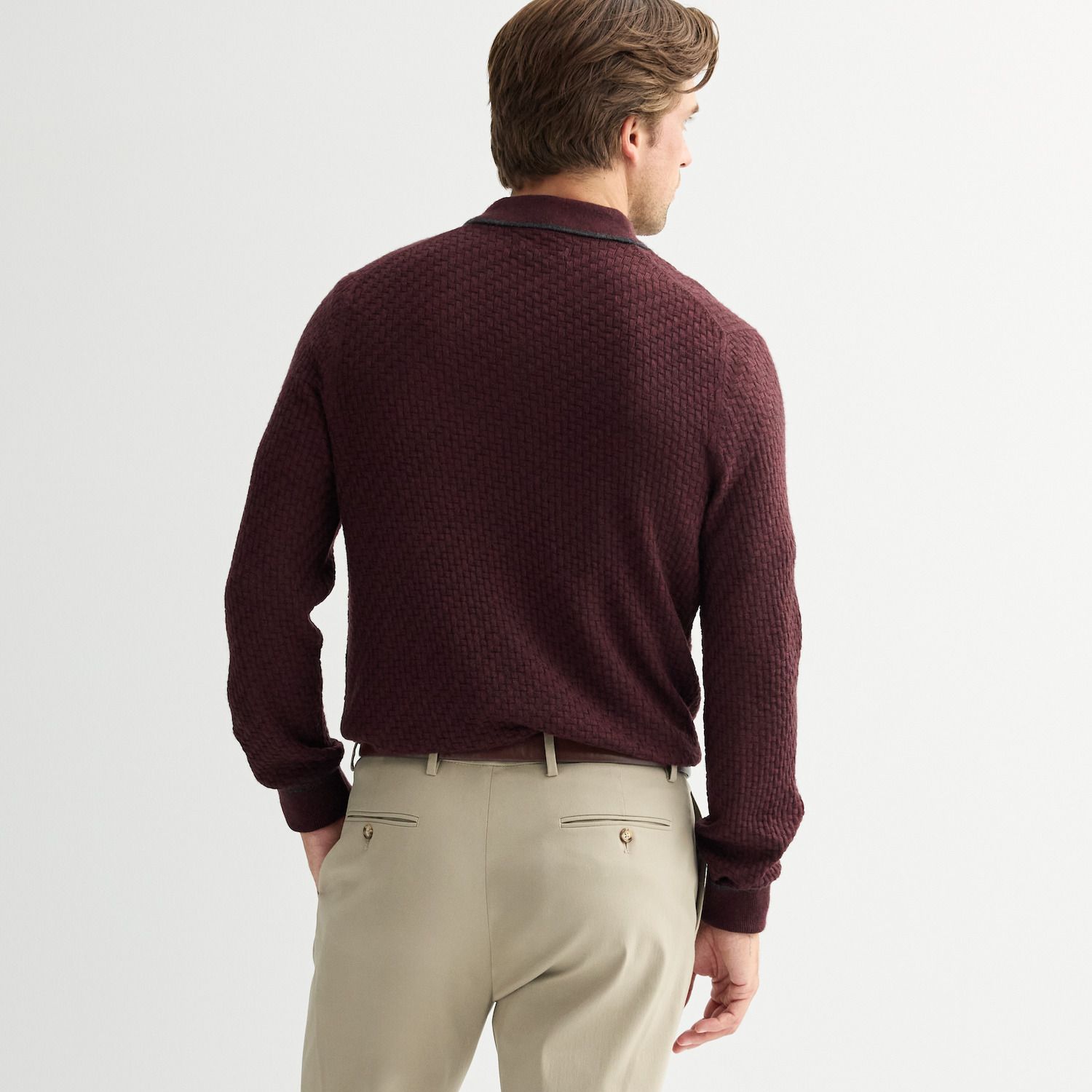 Men's Apt. 9® Long Sleeve Texture Sweater Polo