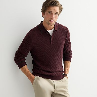Men's Apt. 9 Long Sleeve Texture Sweater Polo