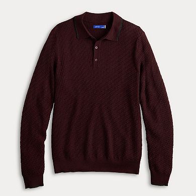 Men's Apt. 9 Long Sleeve Texture Sweater Polo