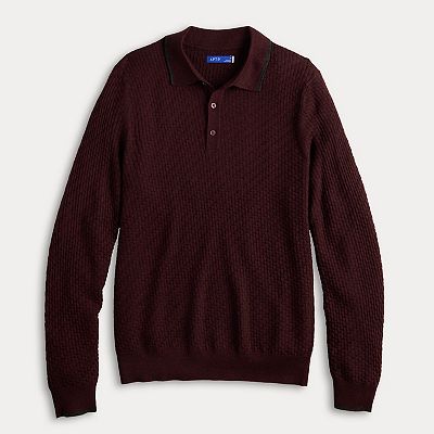 Men's Apt. 9® Long Sleeve Texture Sweater Polo