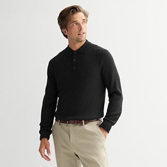 Men's Apt. 9® Long Sleeve Texture Sweater Polo
