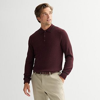 Men's Apt. 9® Long Sleeve Texture Sweater Polo