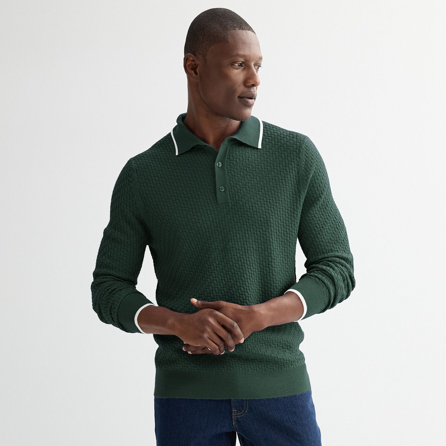 Men's Apt. 9® Long Sleeve Texture Sweater Polo