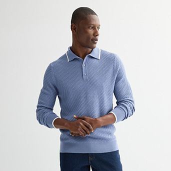 Men's Apt. 9® Long Sleeve Texture Sweater Polo