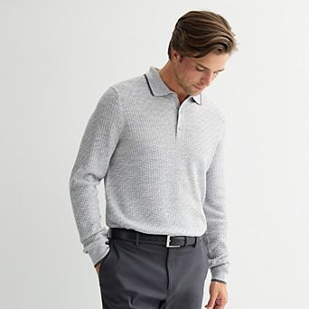 Men's Apt. 9® Long Sleeve Texture Sweater Polo