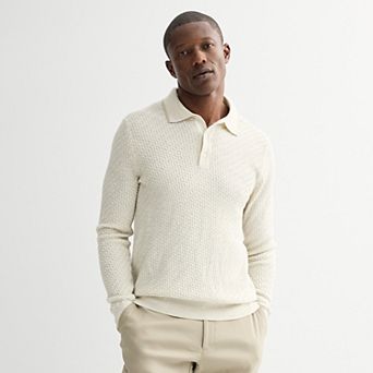 Men's Apt. 9® Long Sleeve Texture Sweater Polo