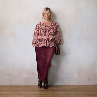 Plus Size LC Lauren Conrad Flutter Godet Sleeve Top