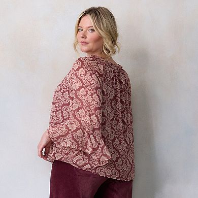 Plus Size LC Lauren Conrad Flutter Godet Sleeve Top