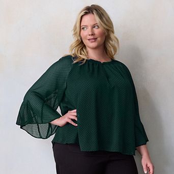 Plus Size LC Lauren Conrad Flutter Godet Sleeve Top