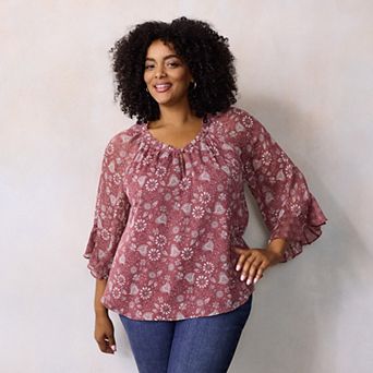 Plus Size LC Lauren Conrad Flutter Godet Sleeve Top