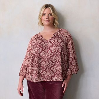Plus Size LC Lauren Conrad Flutter Godet Sleeve Top
