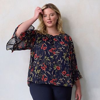 Plus Size LC Lauren Conrad Flutter Godet Sleeve Top