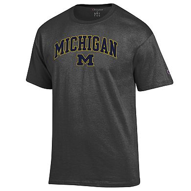 Men's Champion Charcoal Michigan Wolverines Arch Over Logo T-Shirt