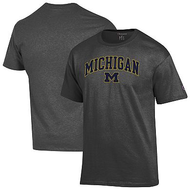 Men's Champion Charcoal Michigan Wolverines Arch Over Logo T-Shirt