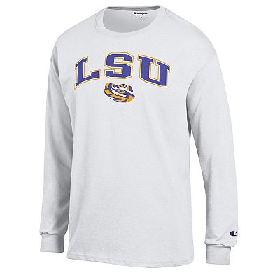 Men's Champion White LSU Tigers Arch Over Logo Long Sleeve T-Shirt