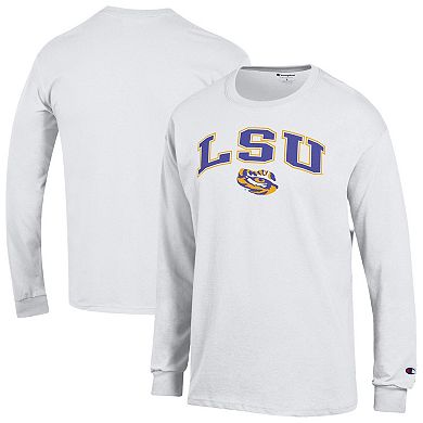Men's Champion White LSU Tigers Arch Over Logo Long Sleeve T-Shirt