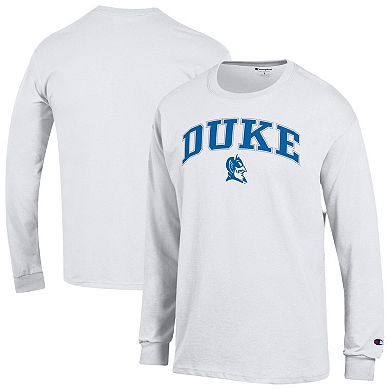 Men's�Champion White Duke Blue Devils Arch Over Logo Long Sleeve T-Shirt