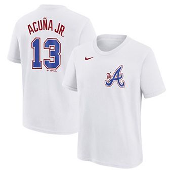 Youth Nike Ronald Acuña Jr. White Atlanta Braves Fuse City Connect Name & Number T-Shirt