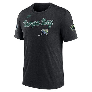 Men's Nike Heather Black Tampa Bay Rays Cooperstown Collection Eras Tri-Blend T-Shirt