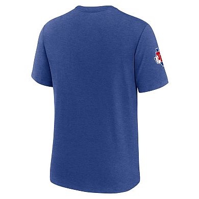 Men's Nike Heather Royal Texas Rangers Cooperstown Collection Eras Tri-Blend T-Shirt