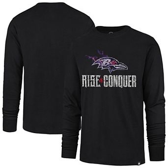 Men's '47 Black Baltimore Ravens Rise and Conquer Franklin Long Sleeve T-Shirt