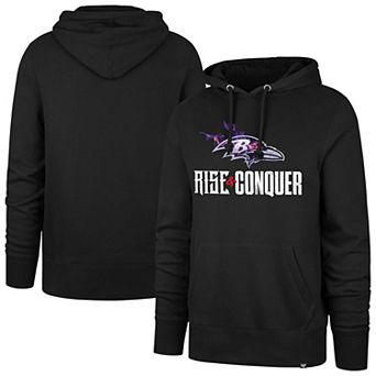 Men's '47 Black Baltimore Ravens Rise and Conquer Headline Pullover Hoodie