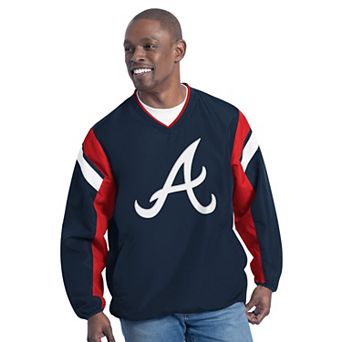 Men's G-III Sports by Carl Banks Navy Atlanta Braves Double Coverage V-Neck Pullover