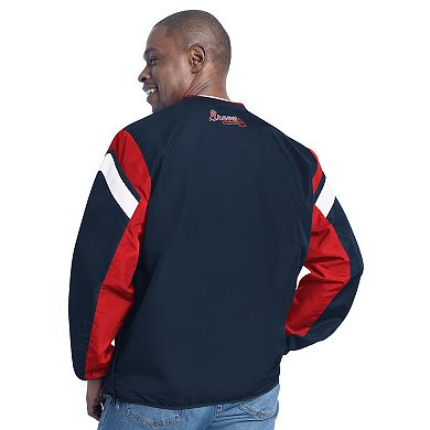 Men's G-III Sports by Carl Banks Navy Atlanta Braves Double Coverage V-Neck Pullover
