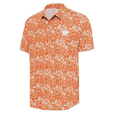 Men's Antigua Orange Houston Astros Resort Button-Up Shirt