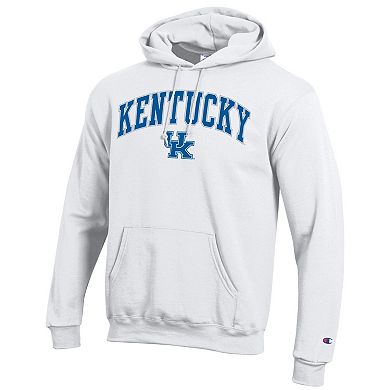 Men's Champion White Kentucky Wildcats Arch Over Logo Pullover Hoodie