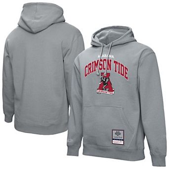 Men's Mitchell & Ness Heather Gray Alabama Crimson Tide Classic Arch Pullover Hoodie